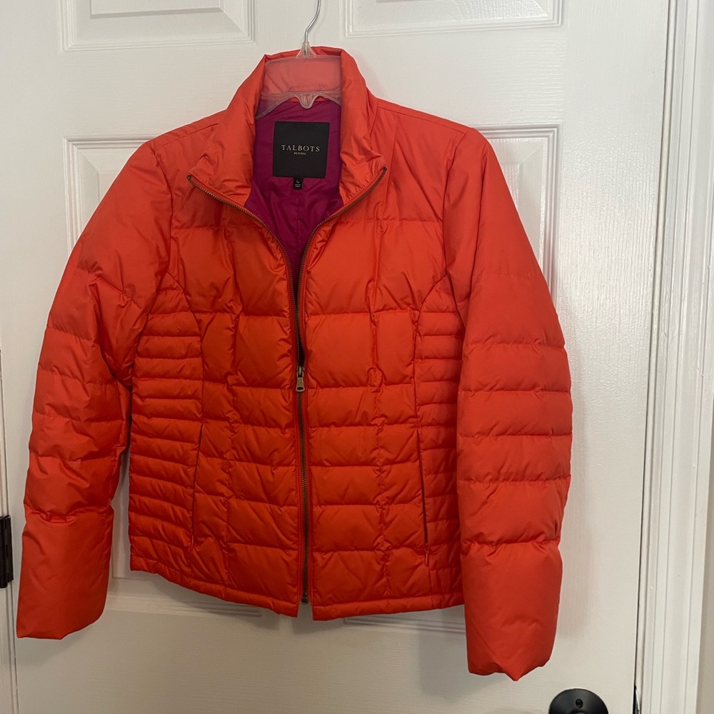 Talbots Vibrant Orange Jacket with Pink Lining